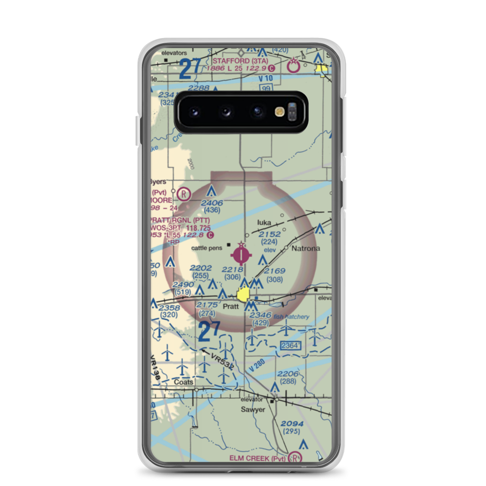 Pratt Regional Airport (PTT) VFR Sectional Samsung Case Samsung Galaxy S10 model shown