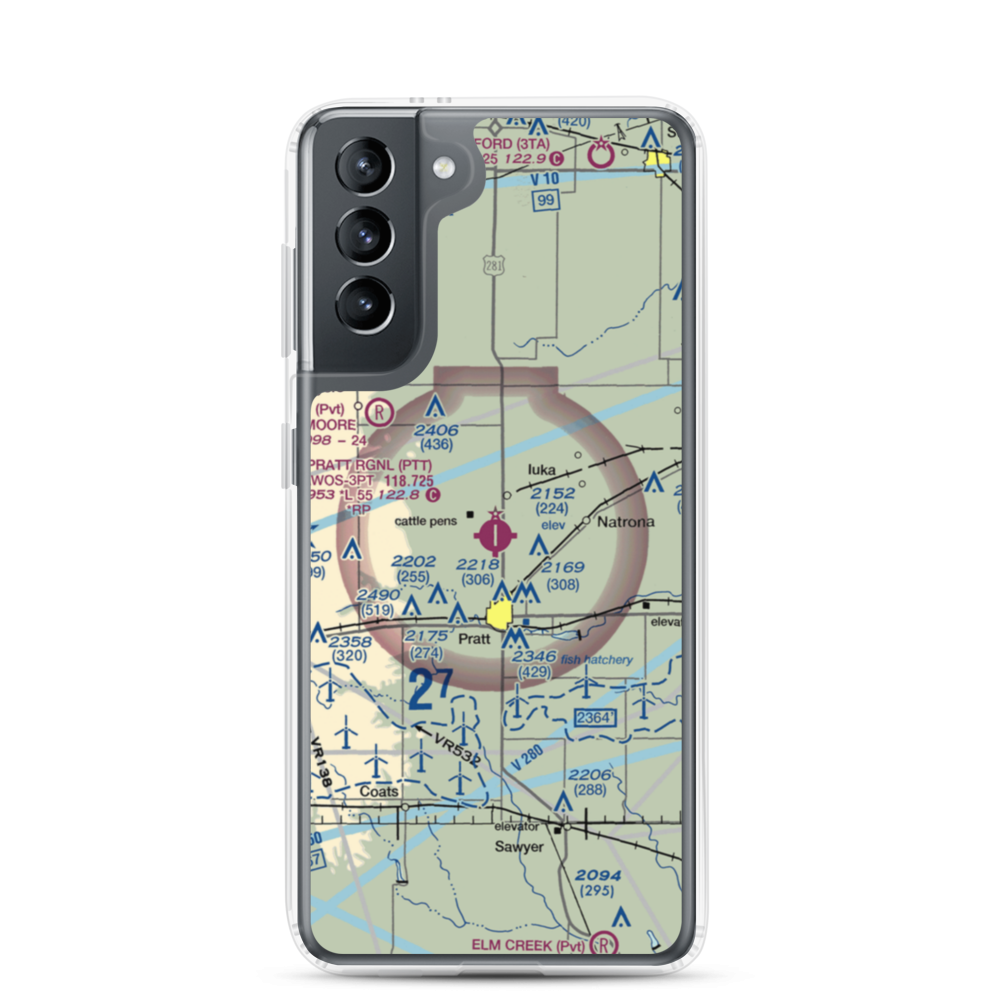 Pratt Regional Airport (PTT) VFR Sectional Samsung Case Samsung Galaxy S21 model shown