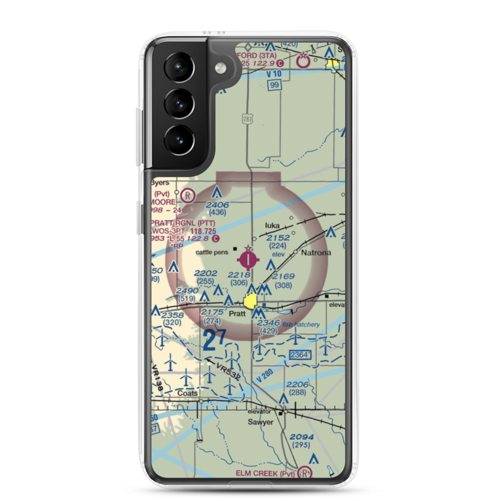 Pratt Regional Airport (PTT) VFR Sectional Samsung Case Samsung Galaxy S21 Plus model shown
