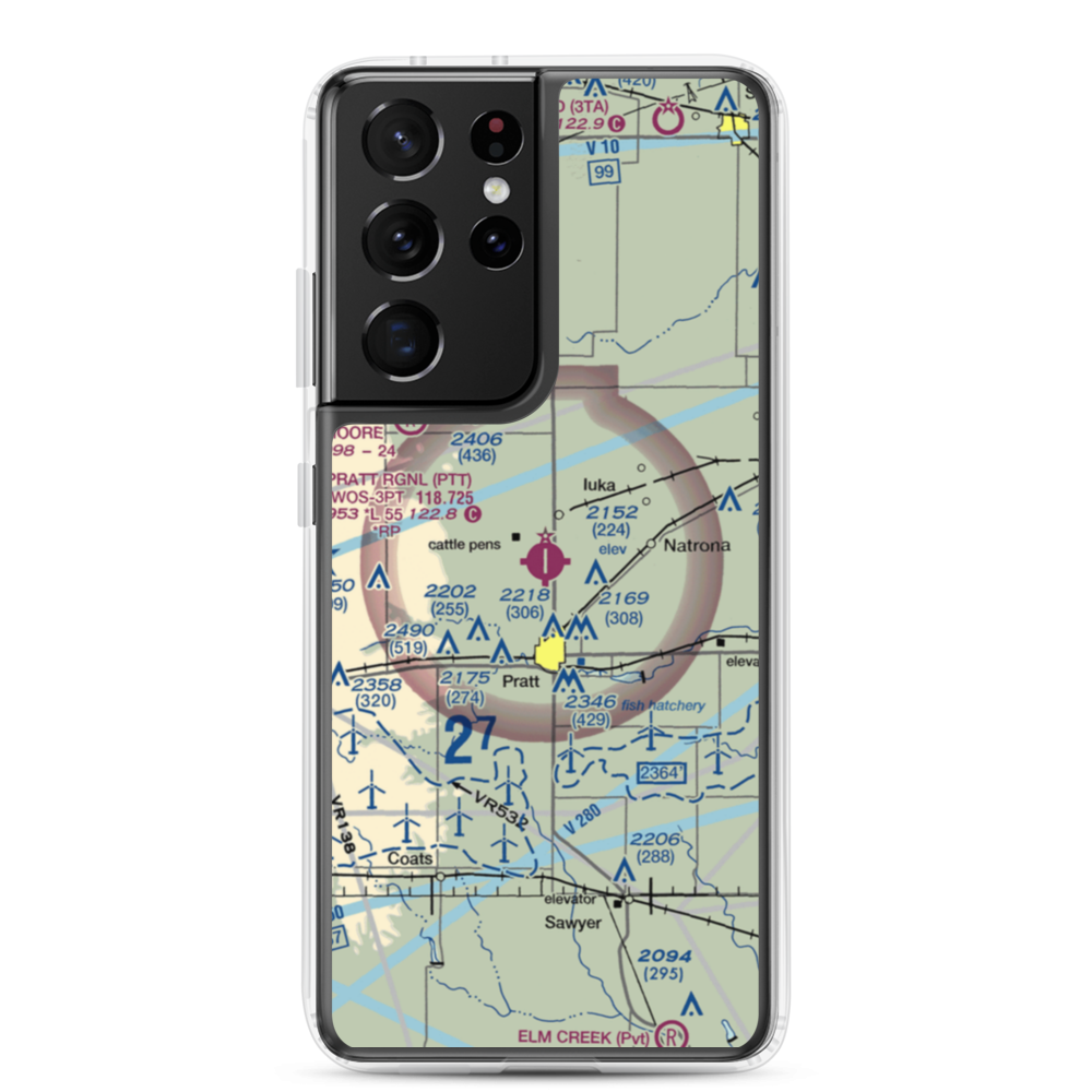 Pratt Regional Airport (PTT) VFR Sectional Samsung Case Samsung Galaxy S21 Ultra model shown