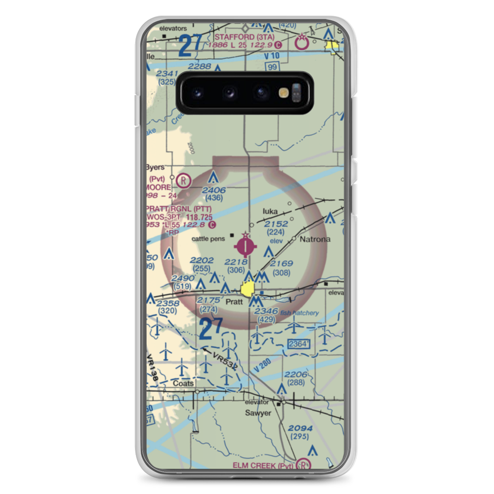 Pratt Regional Airport (PTT) VFR Sectional Samsung Case Samsung Galaxy S10+ model shown