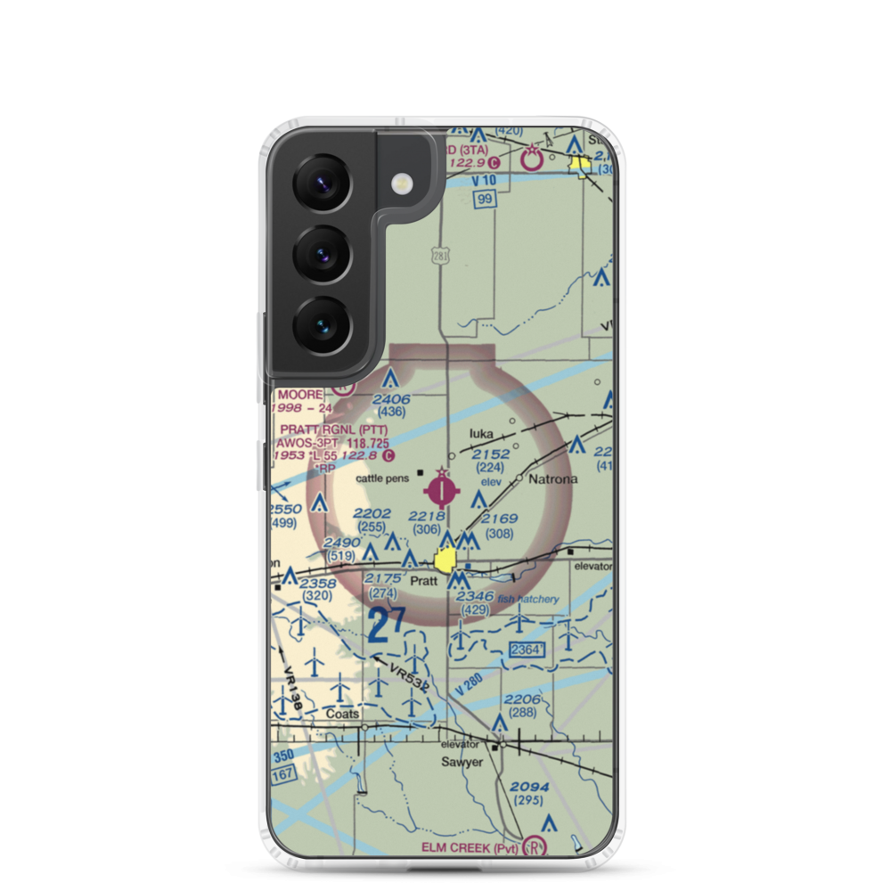 Pratt Regional Airport (PTT) VFR Sectional Samsung Case Samsung Galaxy S22 model shown