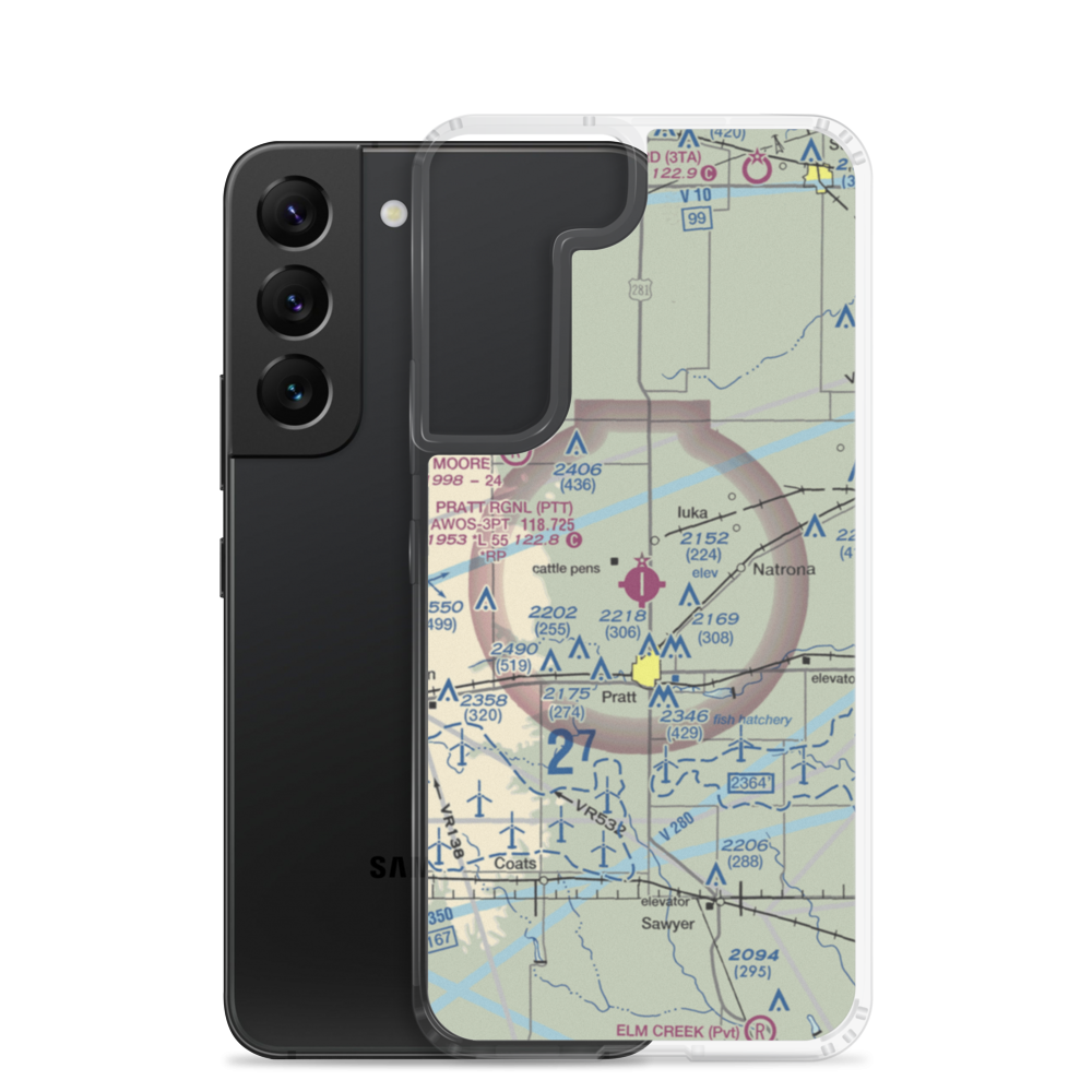Pratt Regional Airport (PTT) VFR Sectional Samsung Case Samsung Galaxy S22 model shown