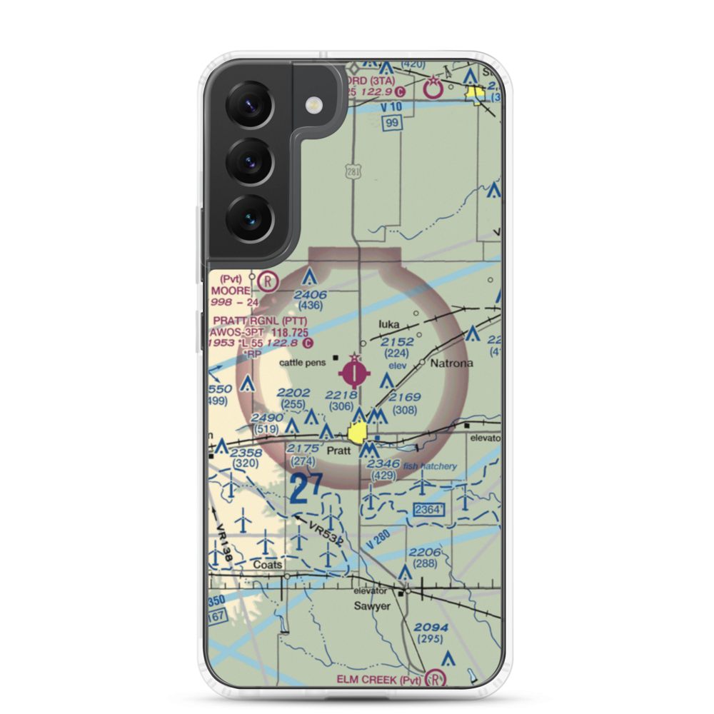 Pratt Regional Airport (PTT) VFR Sectional Samsung Case Samsung Galaxy S22 Plus model shown