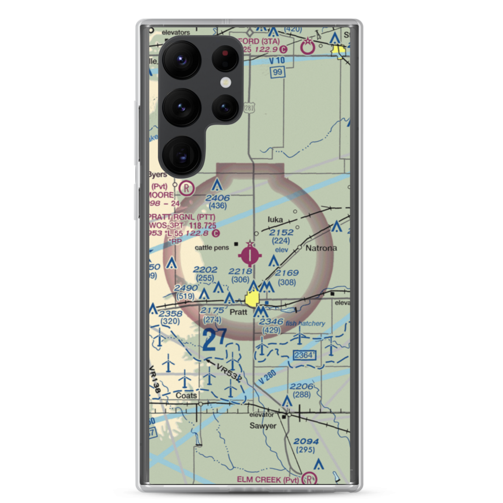 Pratt Regional Airport (PTT) VFR Sectional Samsung Case Samsung Galaxy S22 Ultra model shown