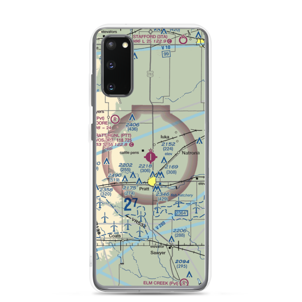 Pratt Regional Airport (PTT) VFR Sectional Samsung Case Samsung Galaxy S20 model shown