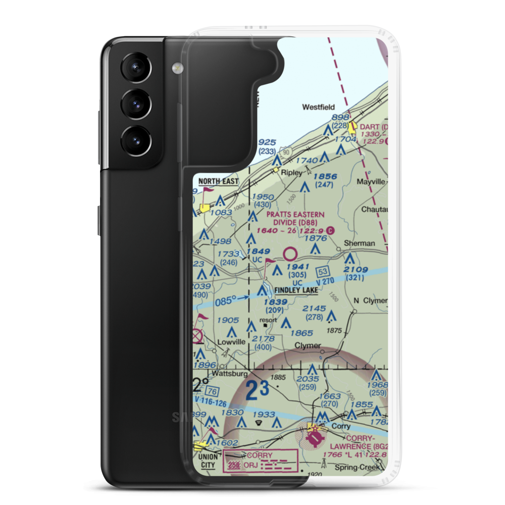 Pratt's Eastern Divide Airport (D88) VFR Sectional Samsung Case Samsung Galaxy S21 Plus model shown