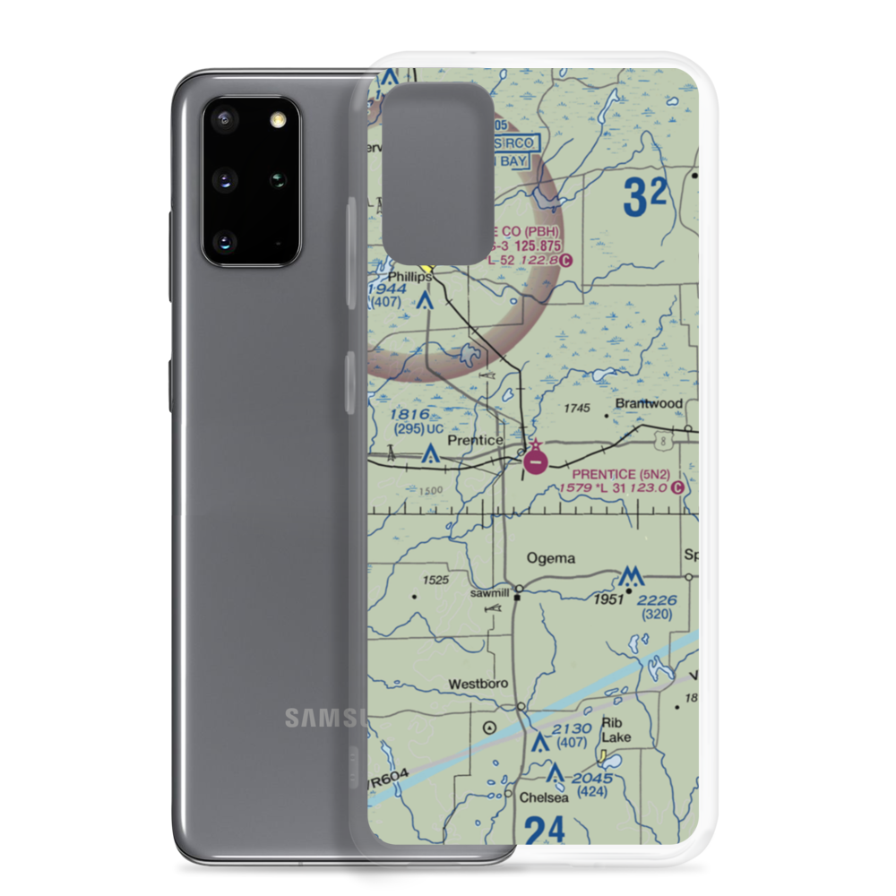 Prentice Airport (5N2) VFR Sectional Samsung Case Samsung Galaxy S20 Plus model shown