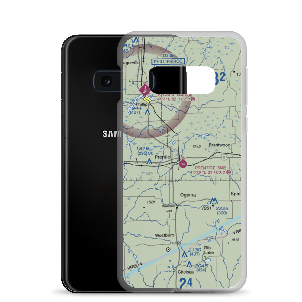Prentice Airport (5N2) VFR Sectional Samsung Case Samsung Galaxy S10e model shown