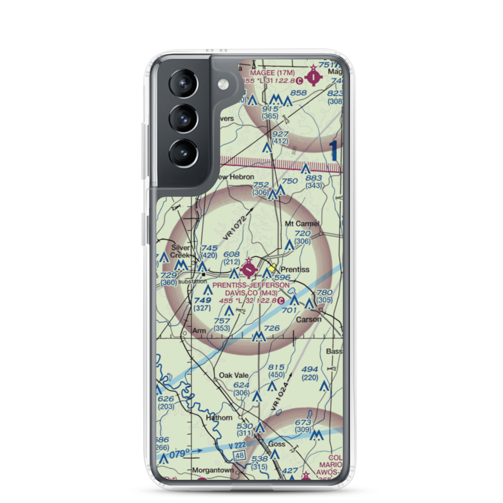 Prentiss Jefferson Davis County Airport (M43) VFR Sectional Samsung Case Samsung Galaxy S21 model shown