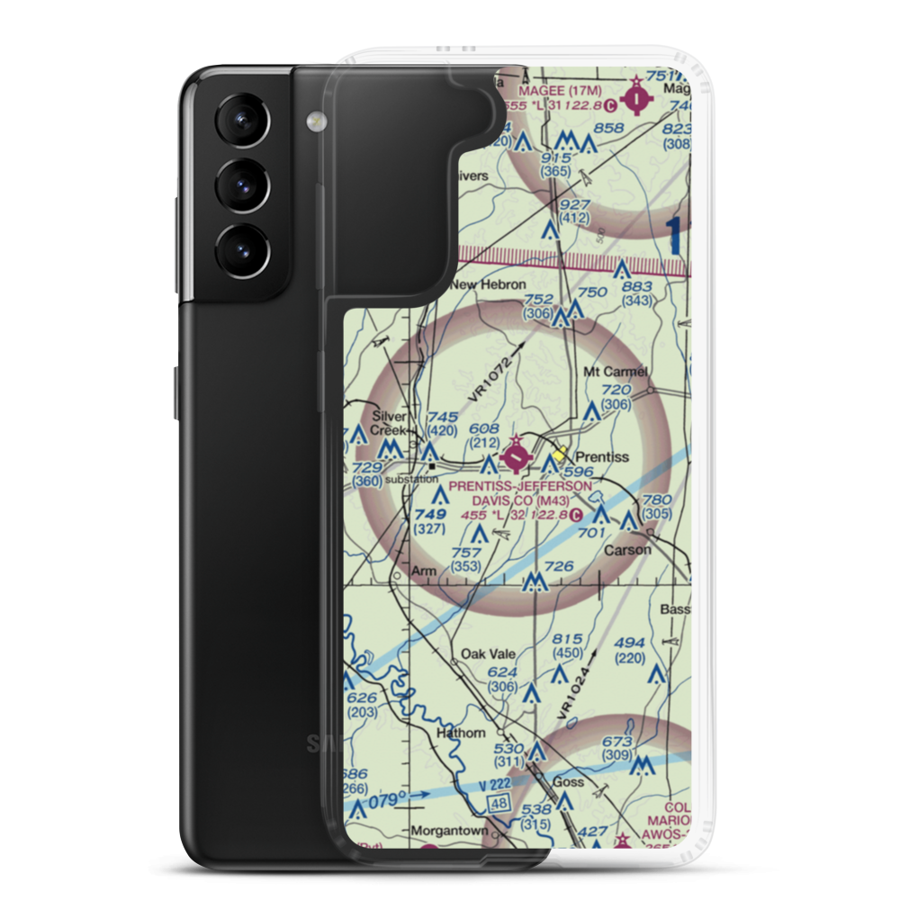 Prentiss Jefferson Davis County Airport (M43) VFR Sectional Samsung Case Samsung Galaxy S21 Plus model shown