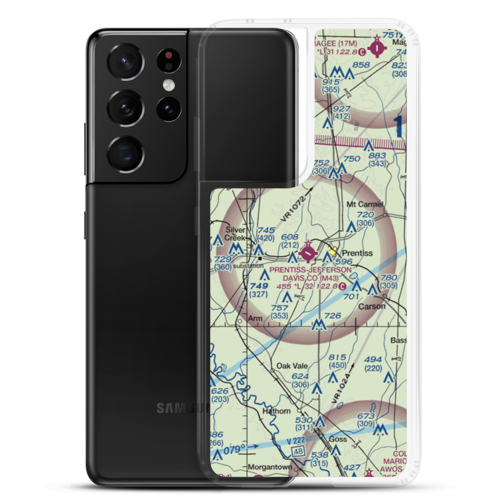 Prentiss Jefferson Davis County Airport (M43) VFR Sectional Samsung Case Samsung Galaxy S21 Ultra model shown