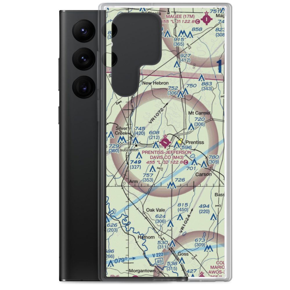 Prentiss Jefferson Davis County Airport (M43) VFR Sectional Samsung Case Samsung Galaxy S22 Ultra model shown