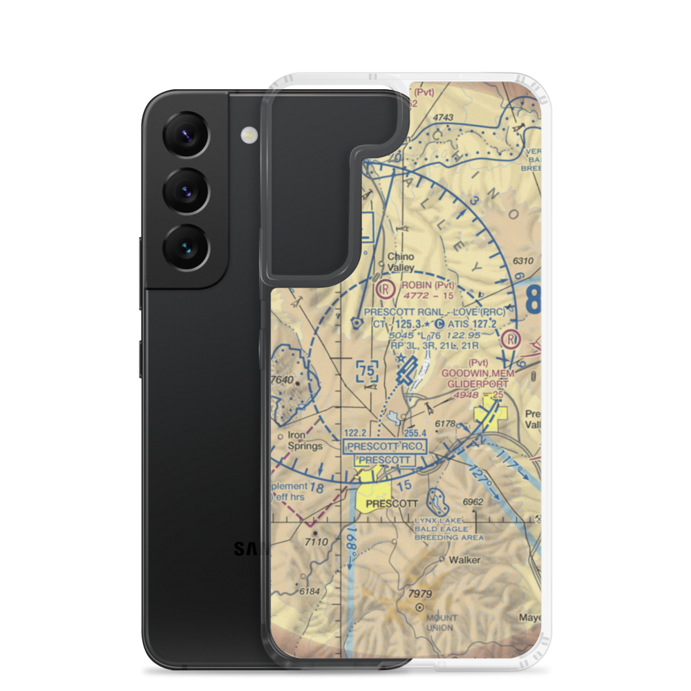 Prescott Regional Airport - Ernest A. Love Field (PRC) VFR Sectional Samsung Case Samsung Galaxy S22 model shown