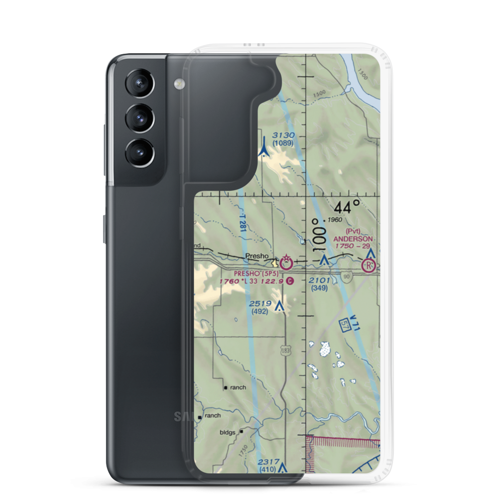 Presho Municipal Airport (5P5) VFR Sectional Samsung Case Samsung Galaxy S21 model shown