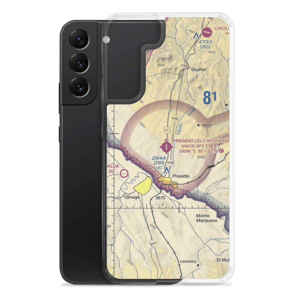 Presidio Lely International Airport (PRS) VFR Sectional Samsung Case Samsung Galaxy S22 Plus model shown