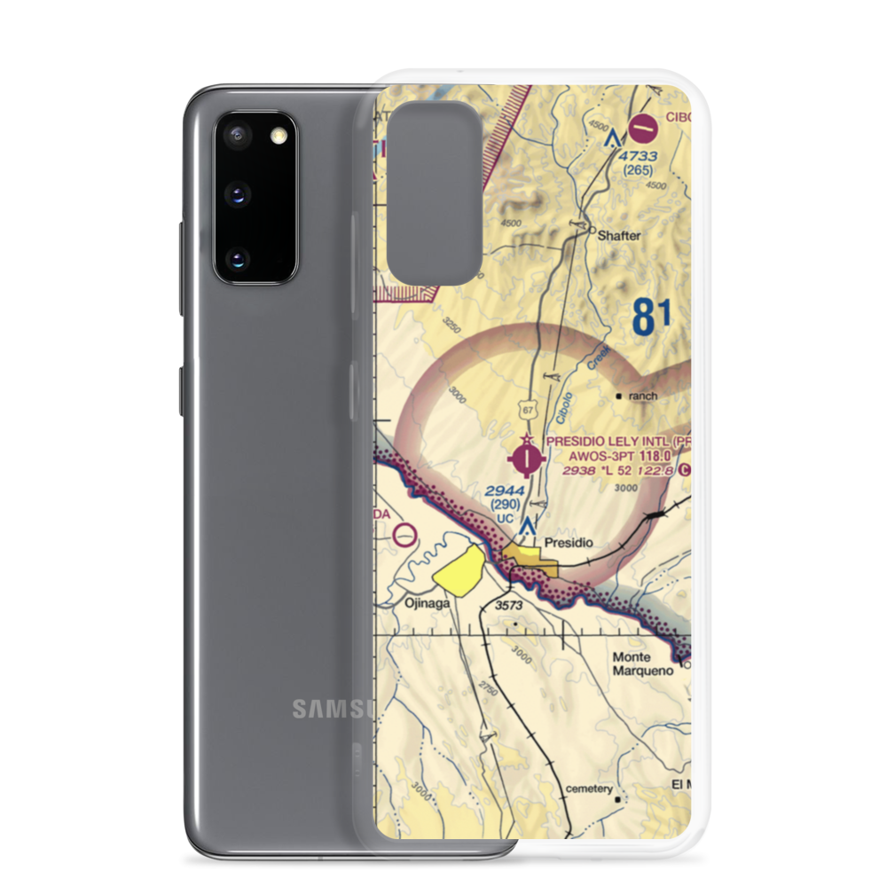 Presidio Lely International Airport (PRS) VFR Sectional Samsung Case Samsung Galaxy S20 model shown