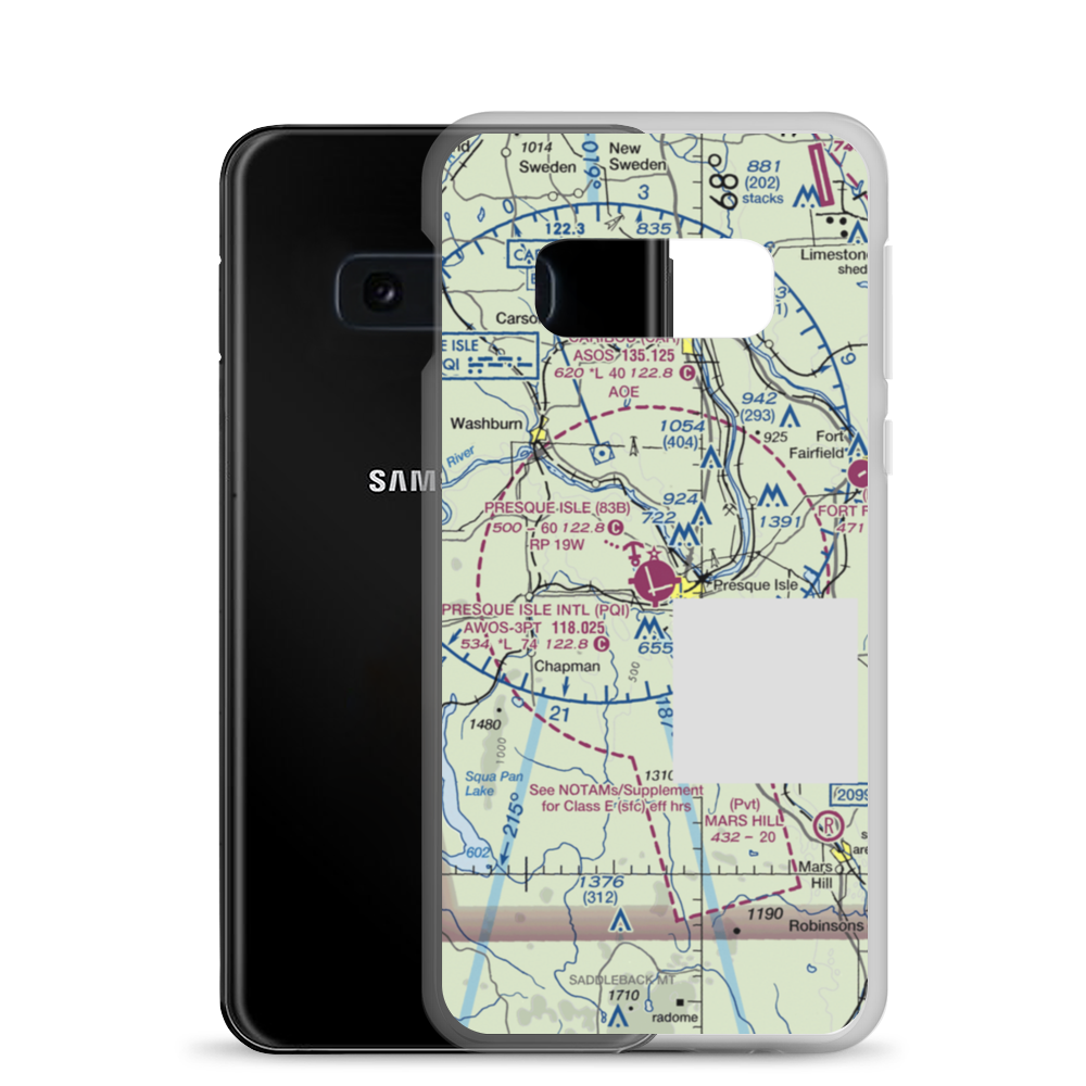 Presque Isle International Airport (PQI) VFR Sectional Samsung Case Samsung Galaxy S10e model shown