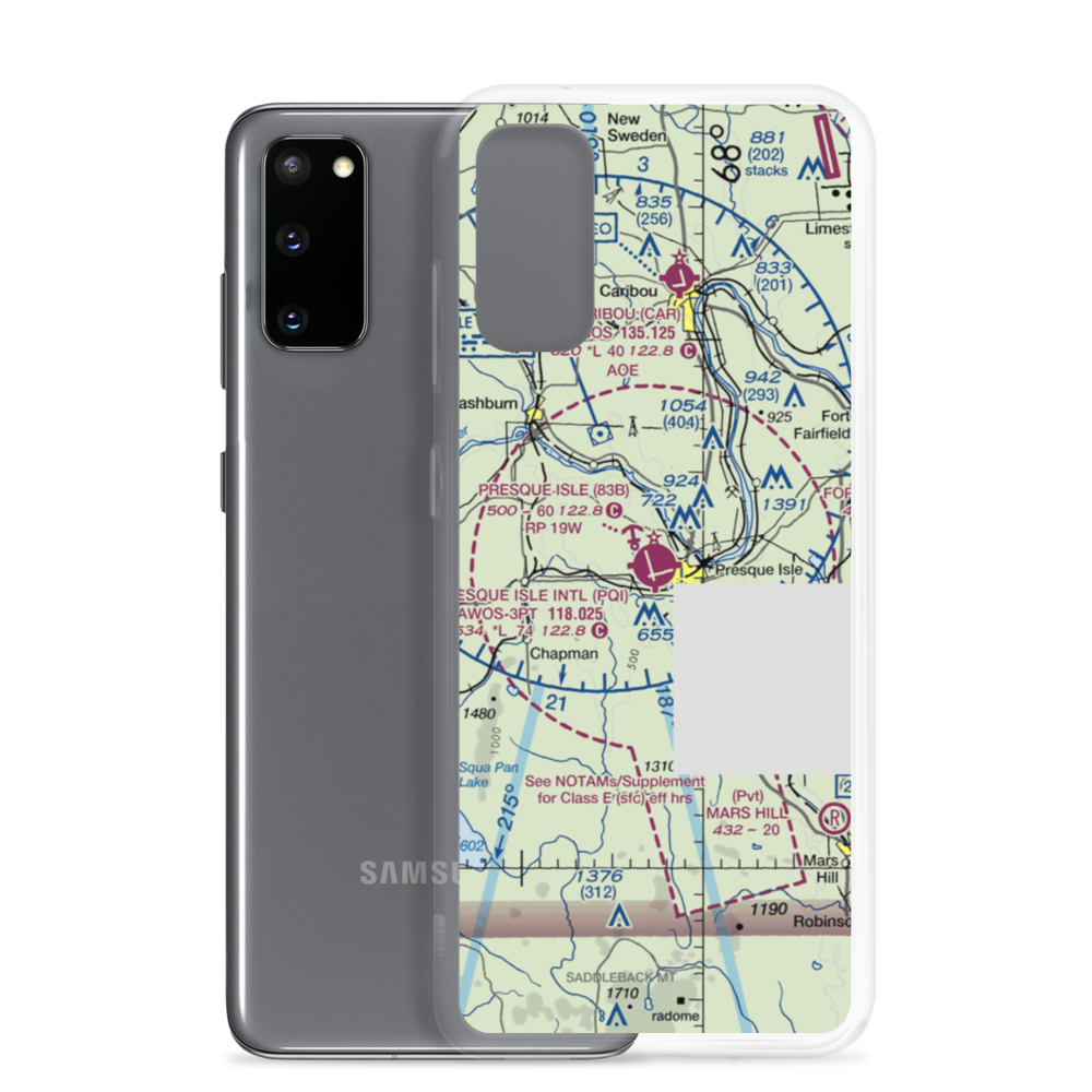 Presque Isle International Airport (PQI) VFR Sectional Samsung Case Samsung Galaxy S20 model shown