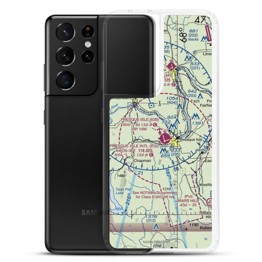 Presque Isle Seaplane Base (83B) VFR Sectional Samsung Case Samsung Galaxy S21 Ultra model shown