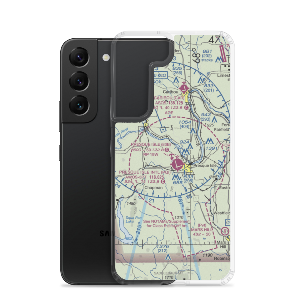 Presque Isle Seaplane Base (83B) VFR Sectional Samsung Case Samsung Galaxy S22 model shown