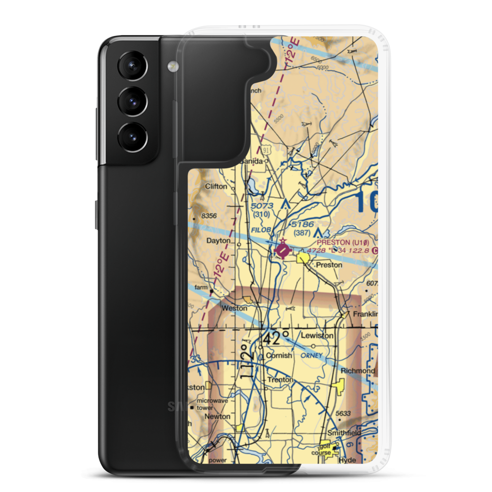 Preston Airport (U10) VFR Sectional Samsung Case Samsung Galaxy S21 Plus model shown