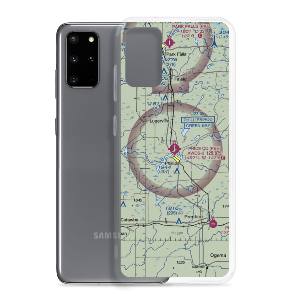 Price County Airport (PBH) VFR Sectional Samsung Case Samsung Galaxy S20 Plus model shown