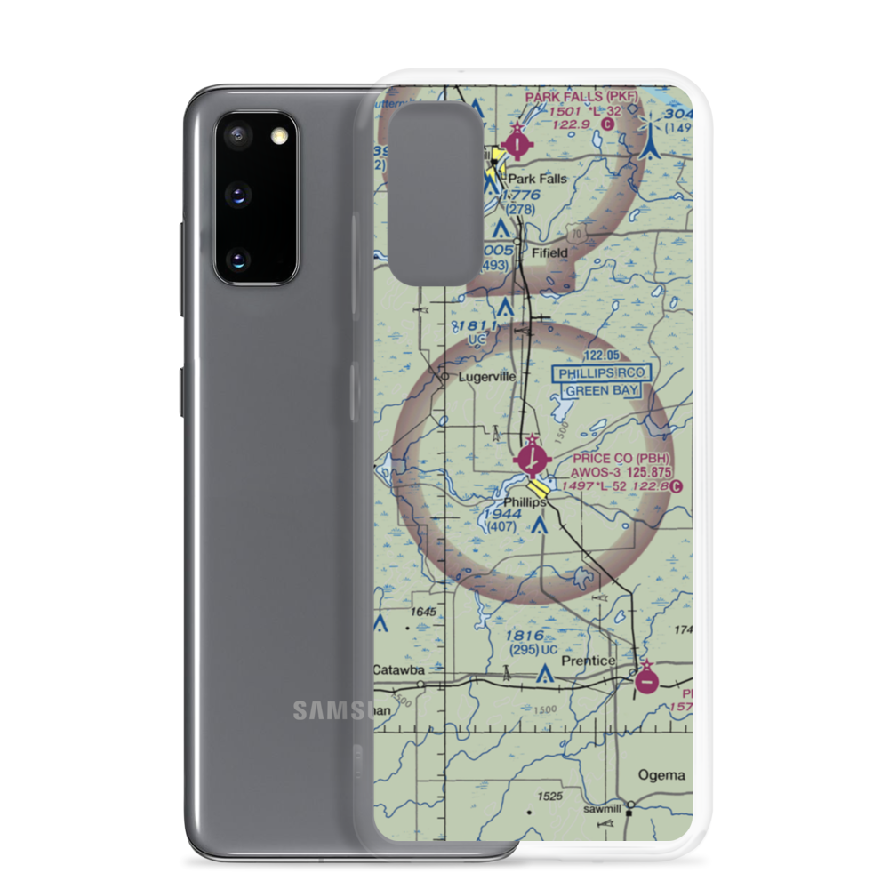 Price County Airport (PBH) VFR Sectional Samsung Case Samsung Galaxy S20 model shown