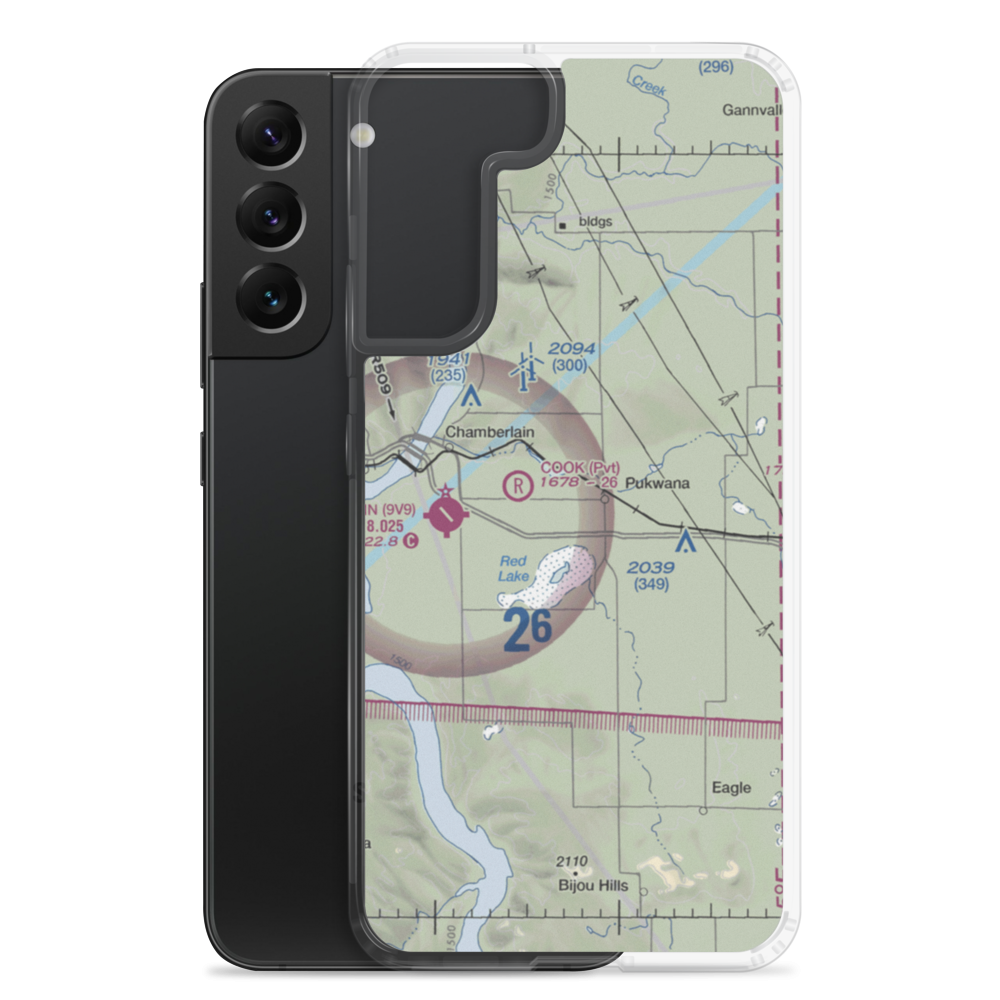 Priebe Landing Strip (SD89) VFR Sectional Samsung Case Samsung Galaxy S22 Plus model shown