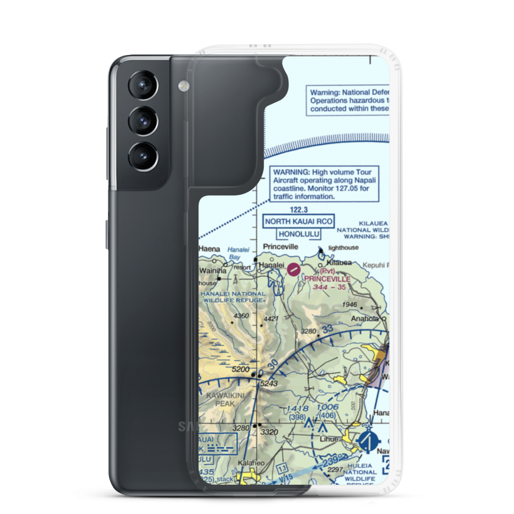 Princeville Airport (HI01) VFR Sectional Samsung Case Samsung Galaxy S21 model shown