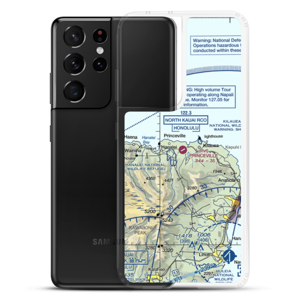 Princeville Airport (HI01) VFR Sectional Samsung Case Samsung Galaxy S21 Ultra model shown