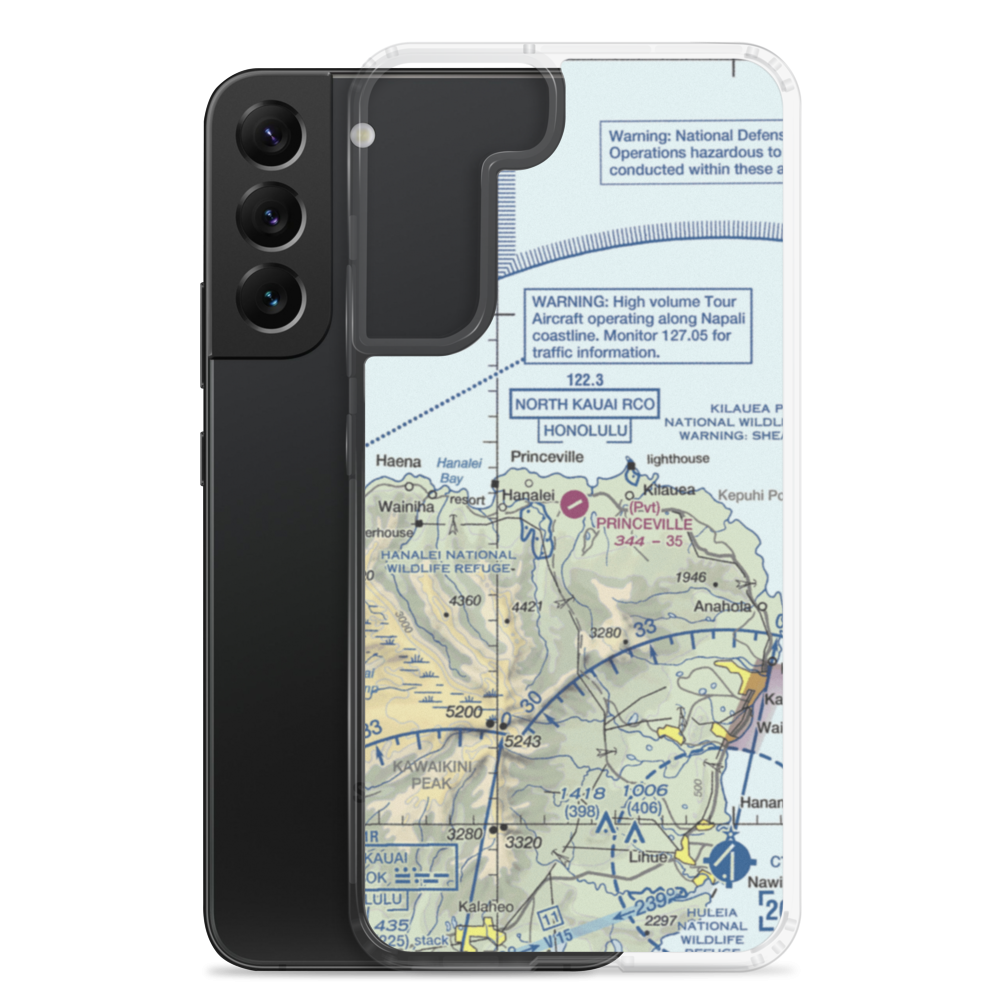 Princeville Airport (HPV) VFR Sectional Samsung Case Samsung Galaxy S22 Plus model shown