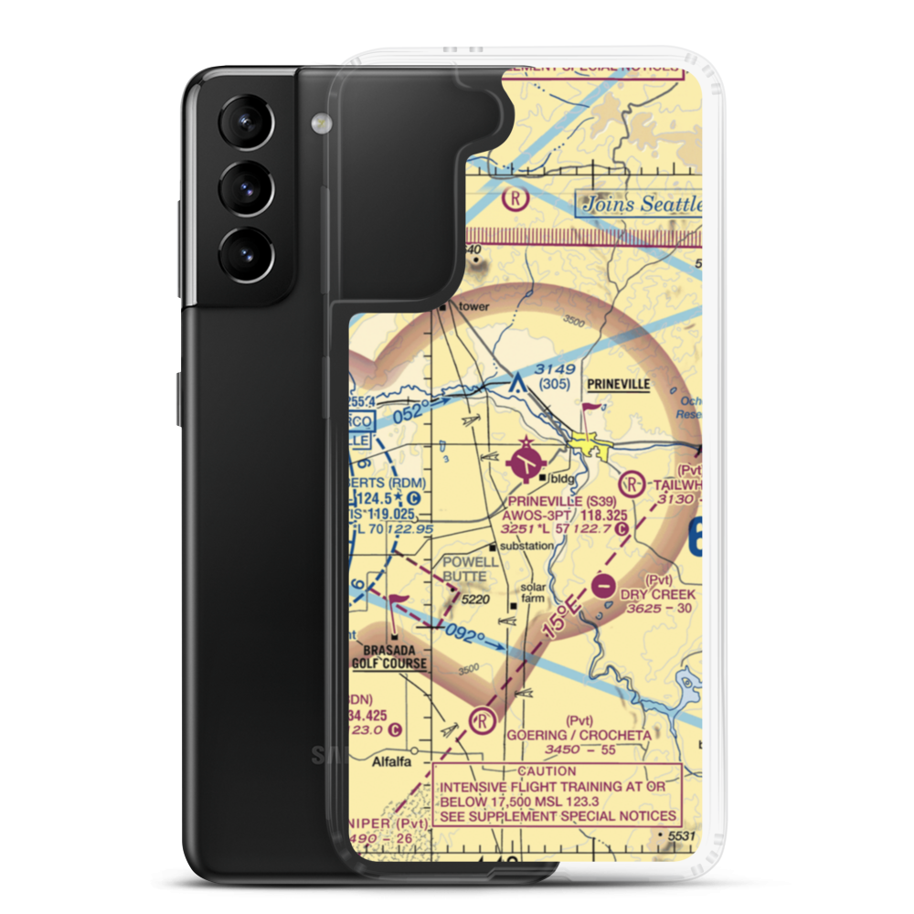 Prineville Airport (S39) VFR Sectional Samsung Case Samsung Galaxy S21 Plus model shown