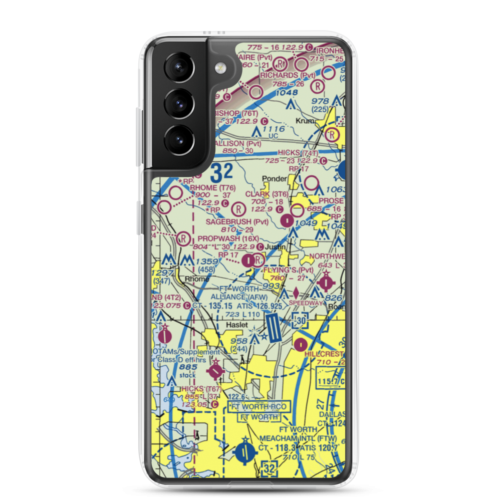 Propwash Airport (16X) VFR Sectional Samsung Case Samsung Galaxy S21 Plus model shown