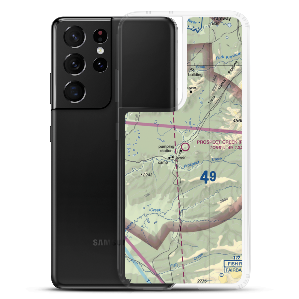 Prospect Creek Airport (PPC) VFR Sectional Samsung Case Samsung Galaxy S21 Ultra model shown