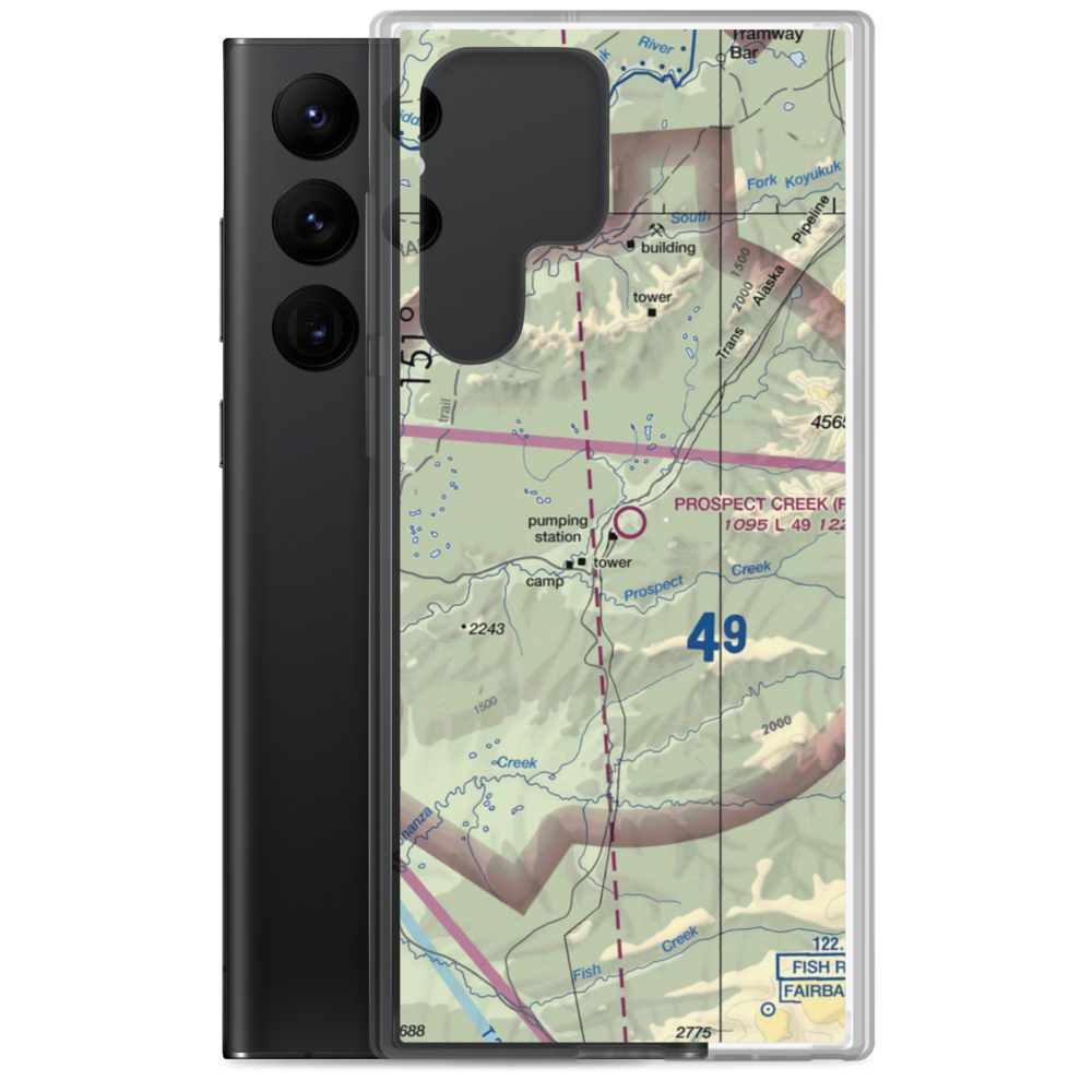 Prospect Creek Airport (PPC) VFR Sectional Samsung Case Samsung Galaxy S22 Ultra model shown
