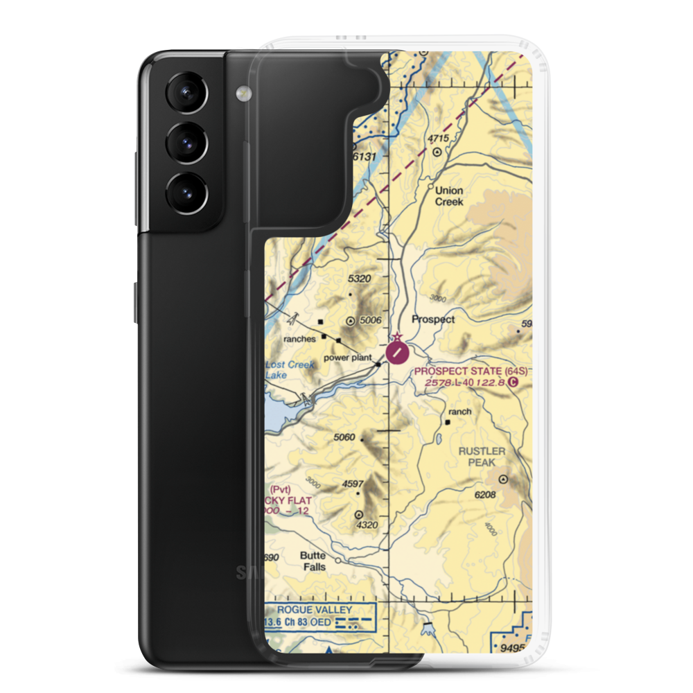 Prospect State Airport (64S) VFR Sectional Samsung Case Samsung Galaxy S21 Plus model shown