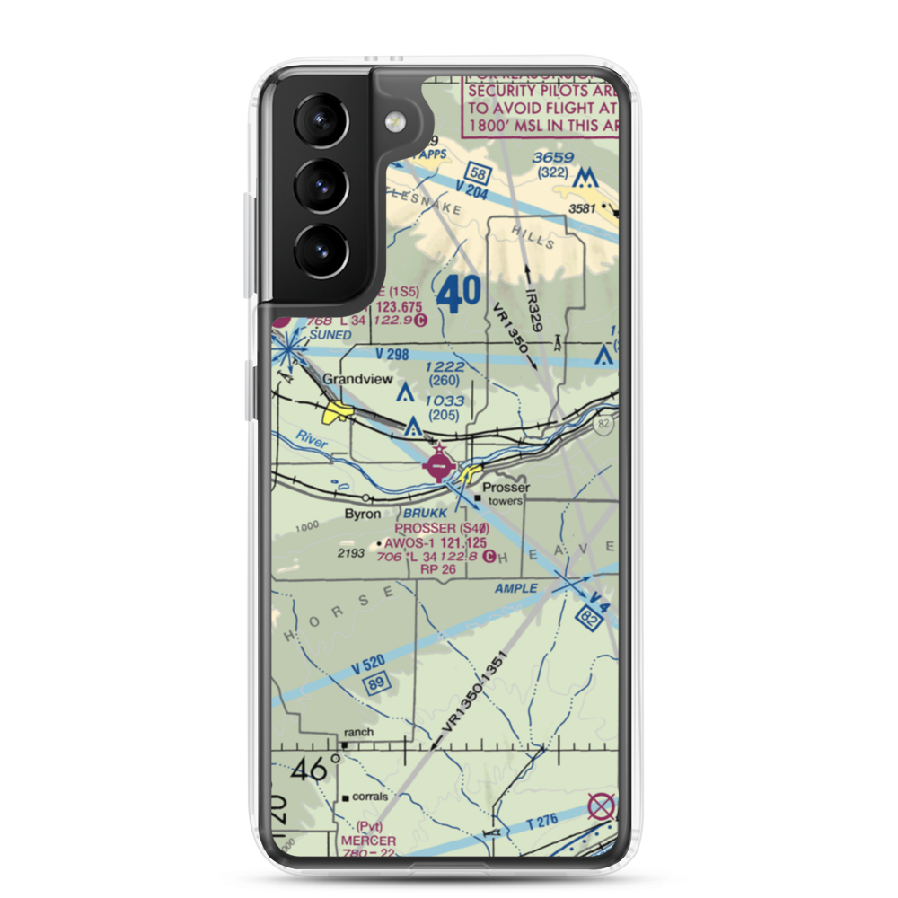 Prosser Airport (S40) VFR Sectional Samsung Case Samsung Galaxy S21 Plus model shown