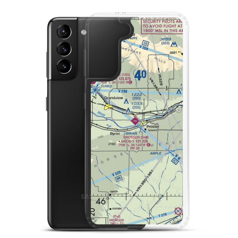 Prosser Airport (S40) VFR Sectional Samsung Case Samsung Galaxy S21 Plus model shown