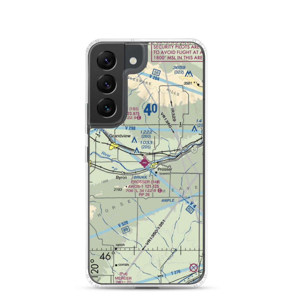 Prosser Airport (S40) VFR Sectional Samsung Case Samsung Galaxy S22 model shown