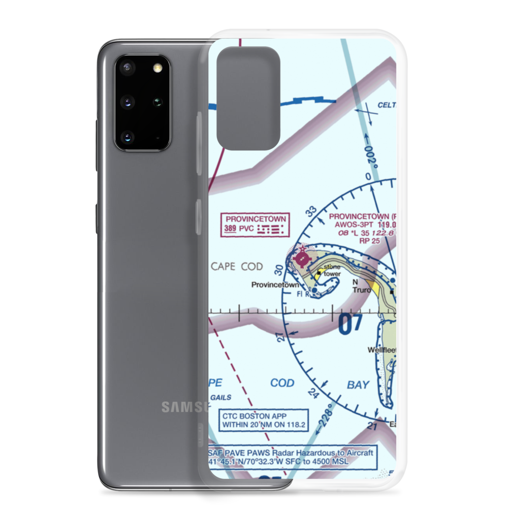 Provincetown Municipal Airport (PVC) VFR Sectional Samsung Case Samsung Galaxy S20 Plus model shown