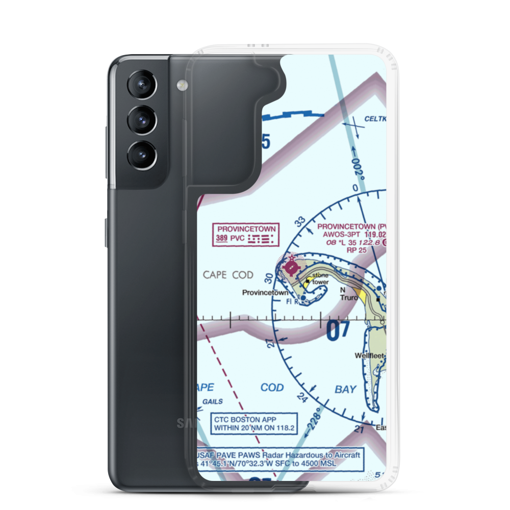 Provincetown Municipal Airport (PVC) VFR Sectional Samsung Case Samsung Galaxy S21 model shown