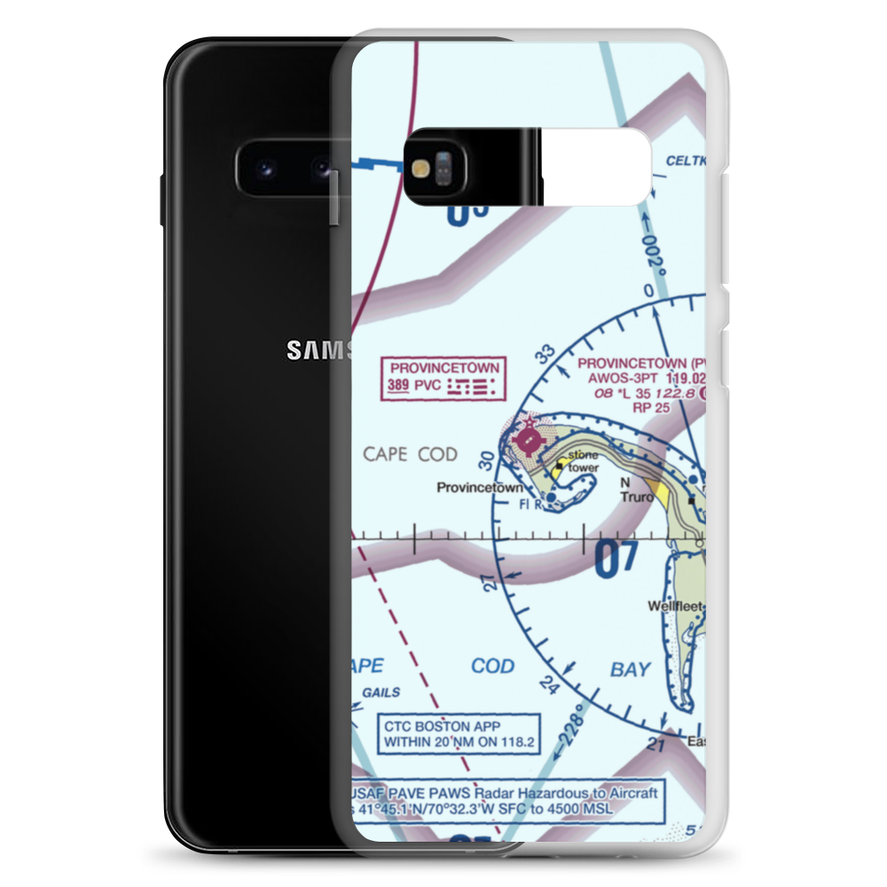 Provincetown Municipal Airport (PVC) VFR Sectional Samsung Case Samsung Galaxy S10+ model shown