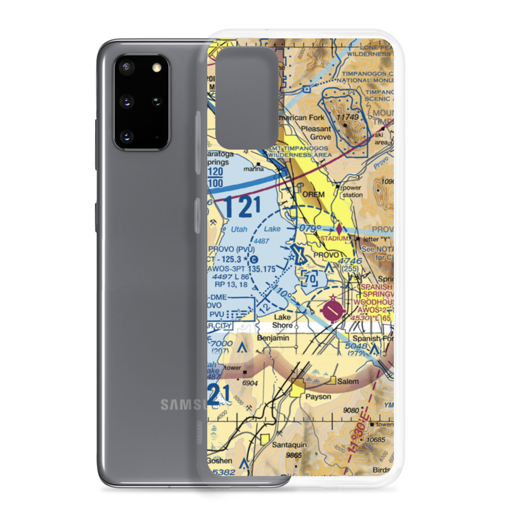 Provo Municipal Airport (PVU) VFR Sectional Samsung Case Samsung Galaxy S20 Plus model shown