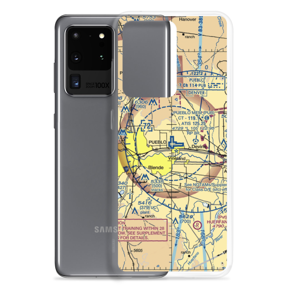 Pueblo Memorial Airport (PUB) VFR Sectional Samsung Case Samsung Galaxy S20 Ultra model shown