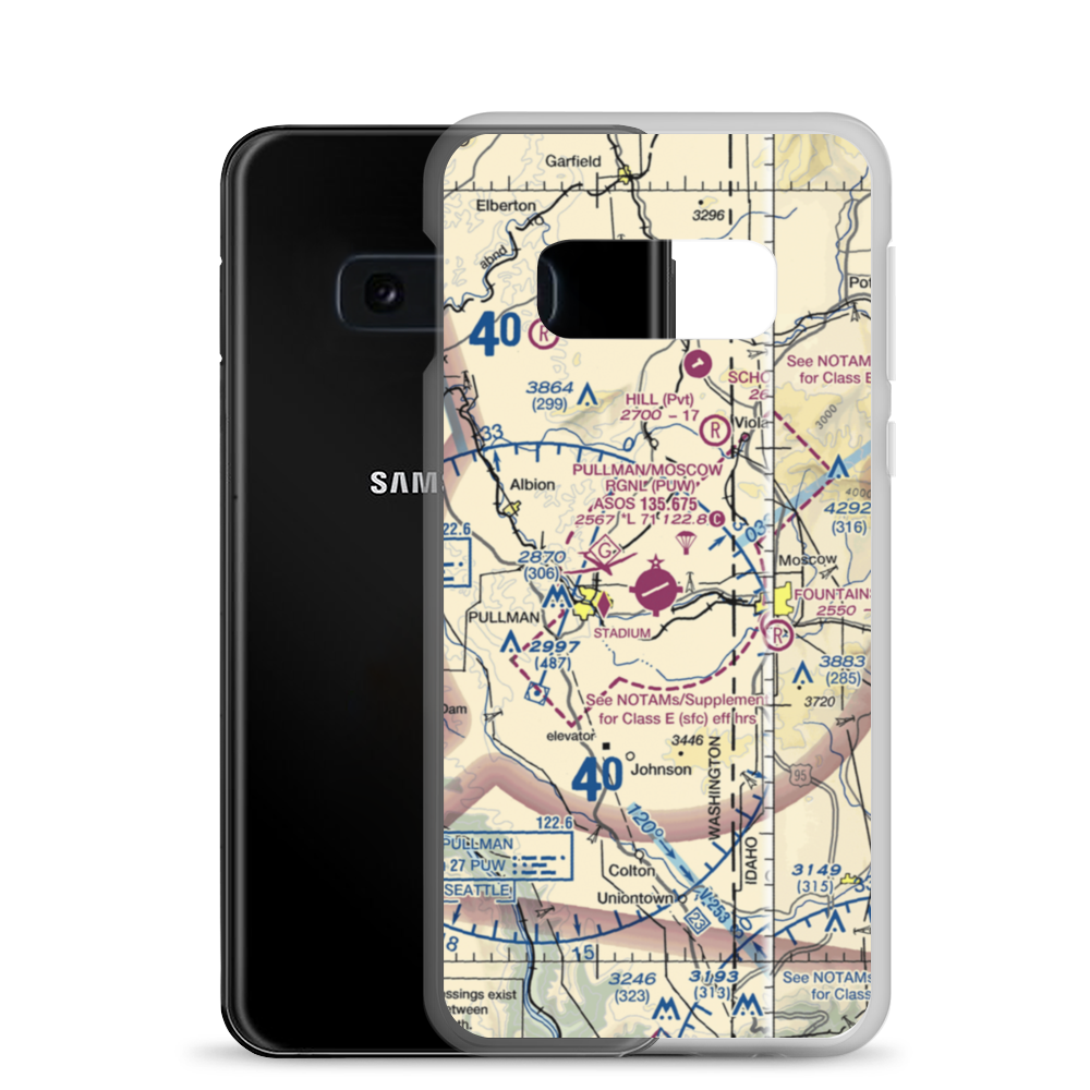 Pullman Moscow Regional Airport (PUW) VFR Sectional Samsung Case Samsung Galaxy S10e model shown