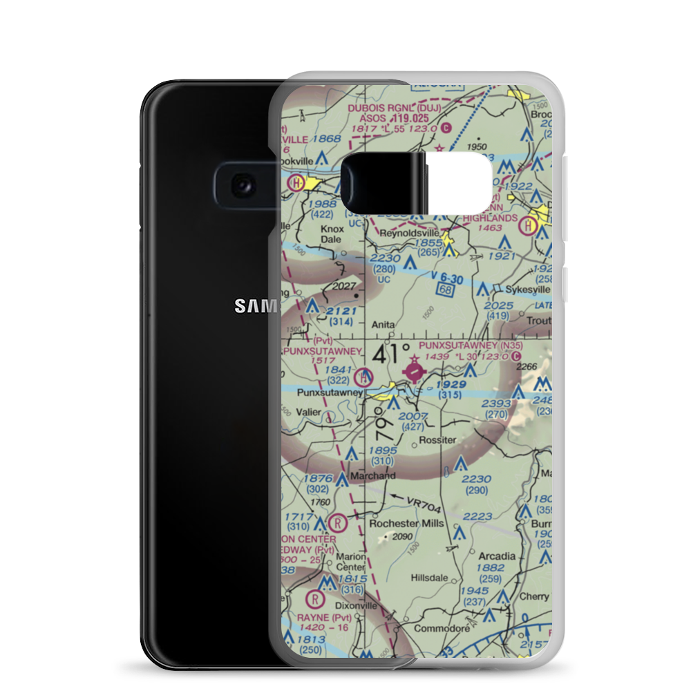 Punxsutawney Municipal Airport (N35) VFR Sectional Samsung Case Samsung Galaxy S10e model shown