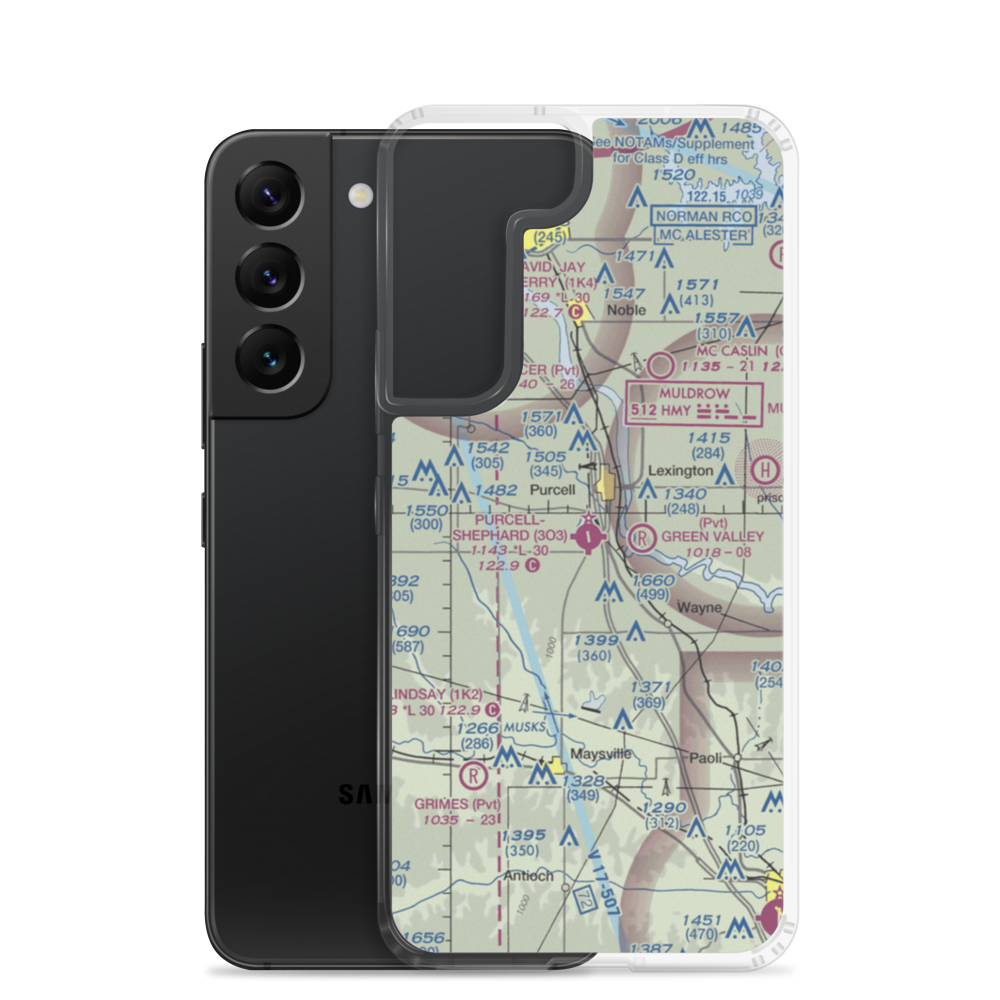 Purcell Municipal - Steven E. Shephard field (3O3) VFR Sectional Samsung Case Samsung Galaxy S22 model shown