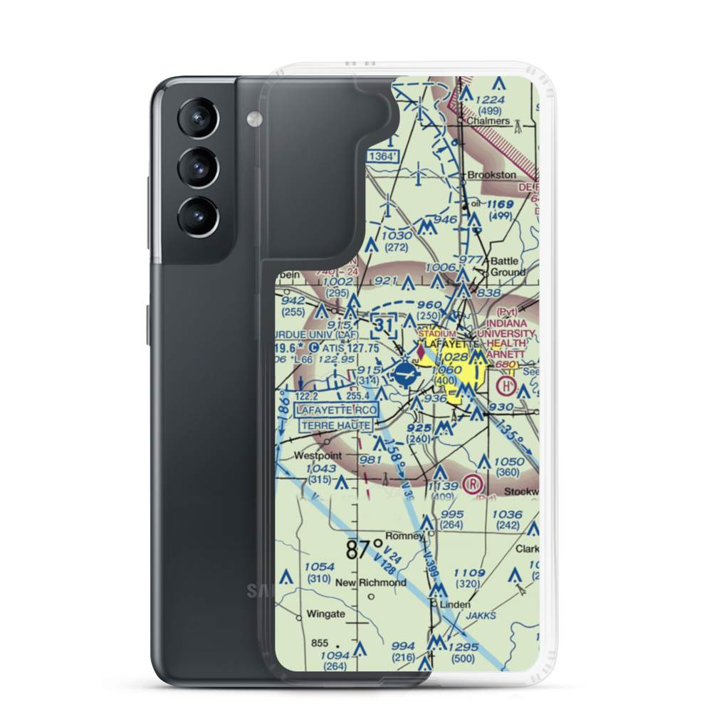 Purdue University Airport (LAF) VFR Sectional Samsung Case Samsung Galaxy S21 model shown