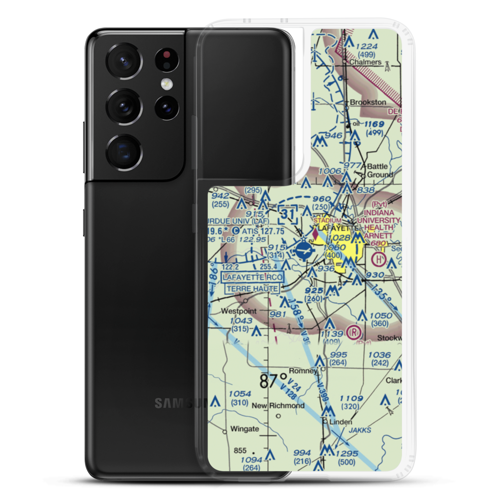 Purdue University Airport (LAF) VFR Sectional Samsung Case Samsung Galaxy S21 Ultra model shown
